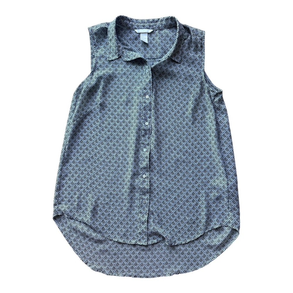 H&M Black and Blue Diamond Pattern Blouse Tank Top Size 6
Geometric